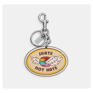 ★ NWOT Coach “Skate not Hate” Bag Charm In Rainbow Canvas ★